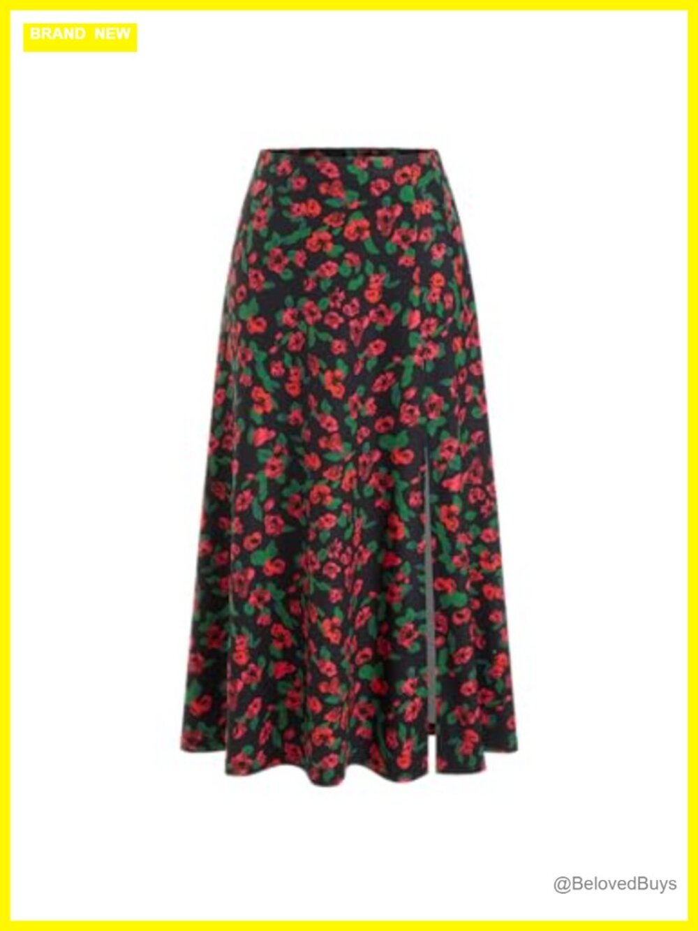 Womens Floral A-Line Long Skirt Elastic High Waist Split Hem Flowy Summer